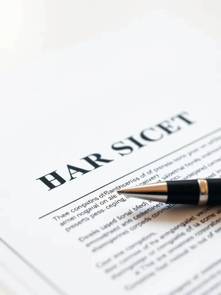 A close up of a professional financial contract on a clean w