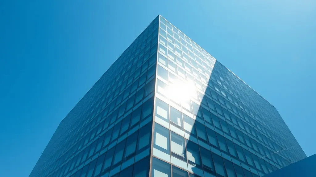 A high-quality architectural photo of a modern glass office