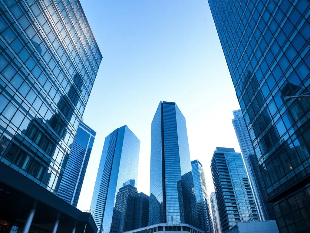 A professional wide shot of the Toronto financial district w